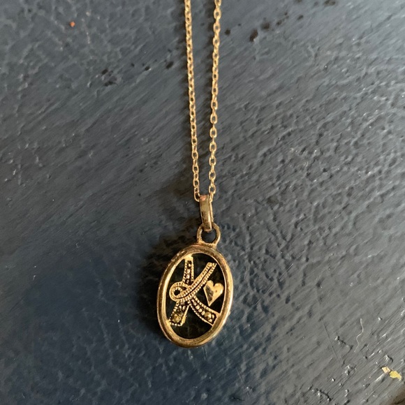 Jewelry - Silver Oval ‘K’ Necklace